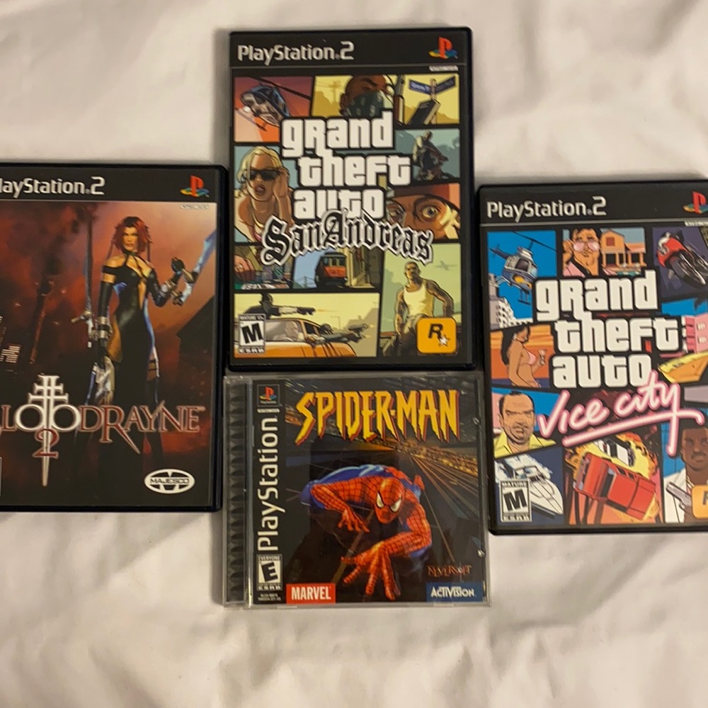 PS2 GTA Vice Cty & SanAndrs,BloodRayne2,Spider-Man
